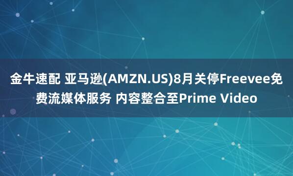 金牛速配 亚马逊(AMZN.US)8月关停Freevee免费流媒体服务 内容整合至Prime Video