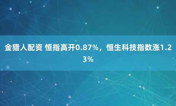 金猎人配资 恒指高开0.87%，恒生科技指数涨1.23%